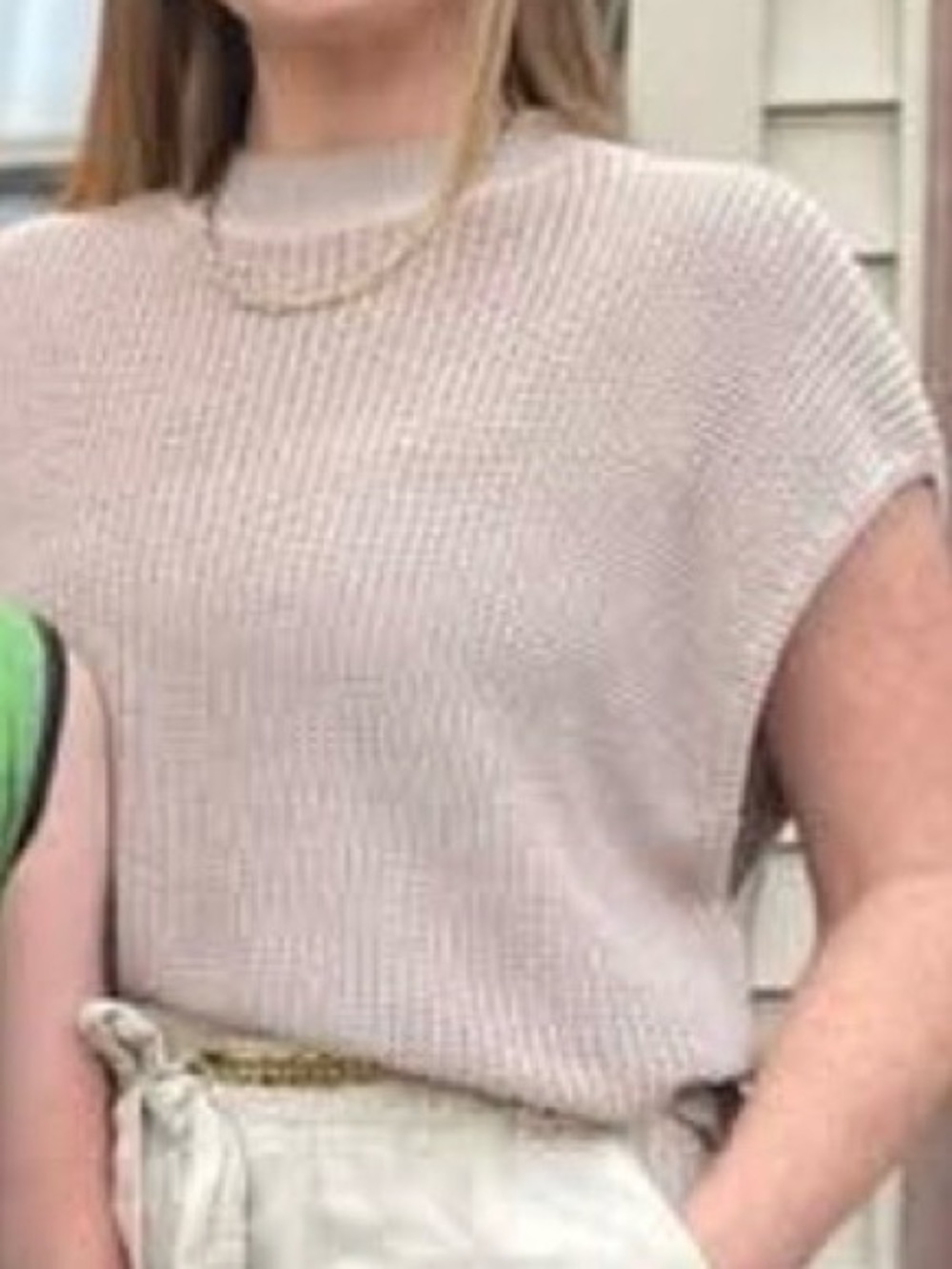 H&M tan mockneck short sleeved sweater